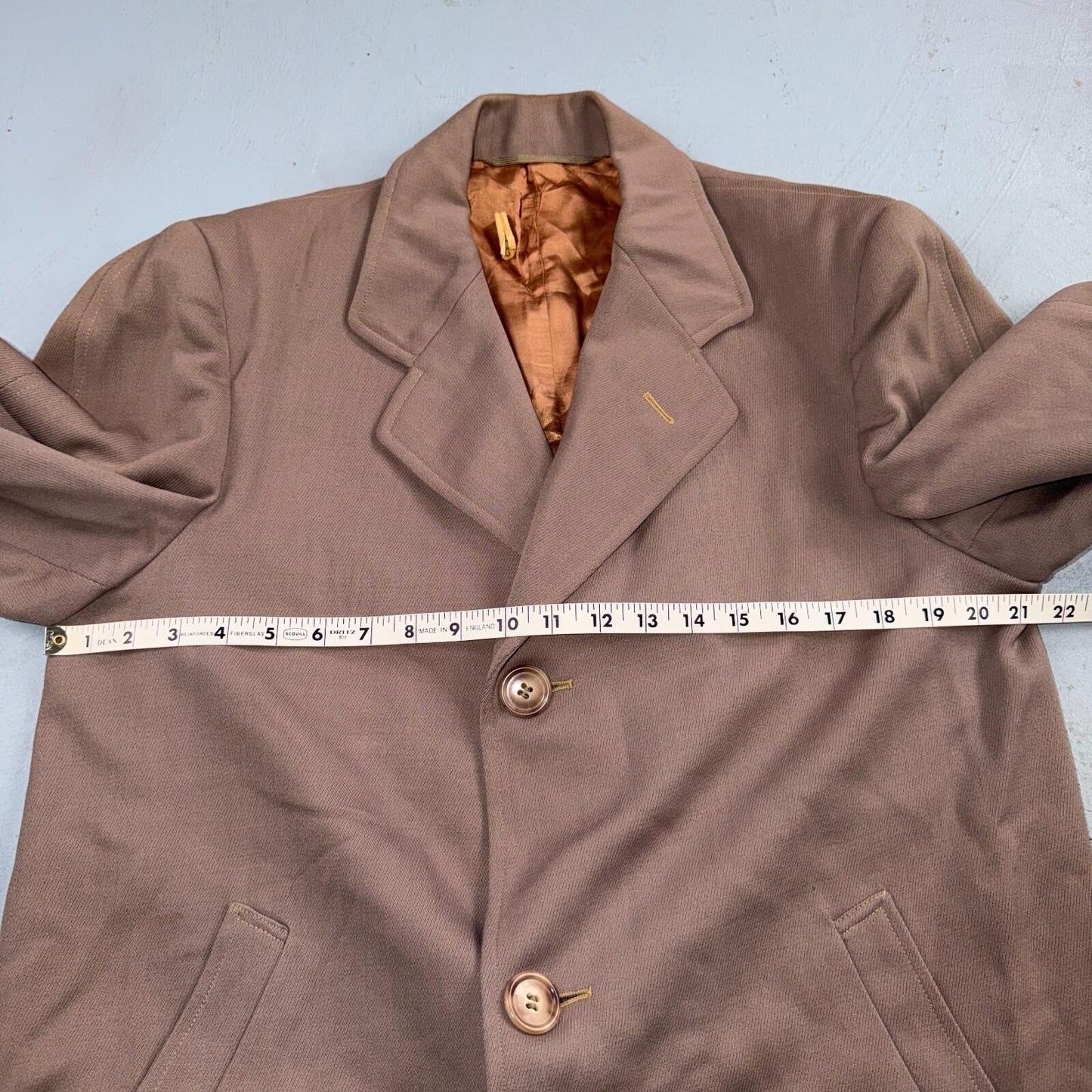 VTG 1930s 1940s Coat Trench Mens 40 Wool Gabardine Like Rockabilly Overcoat