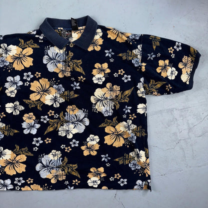 OP Hawaiian Shirt Ocean Pacific Floral Palm Tree Cotton VTG 90s Print Aloha XL