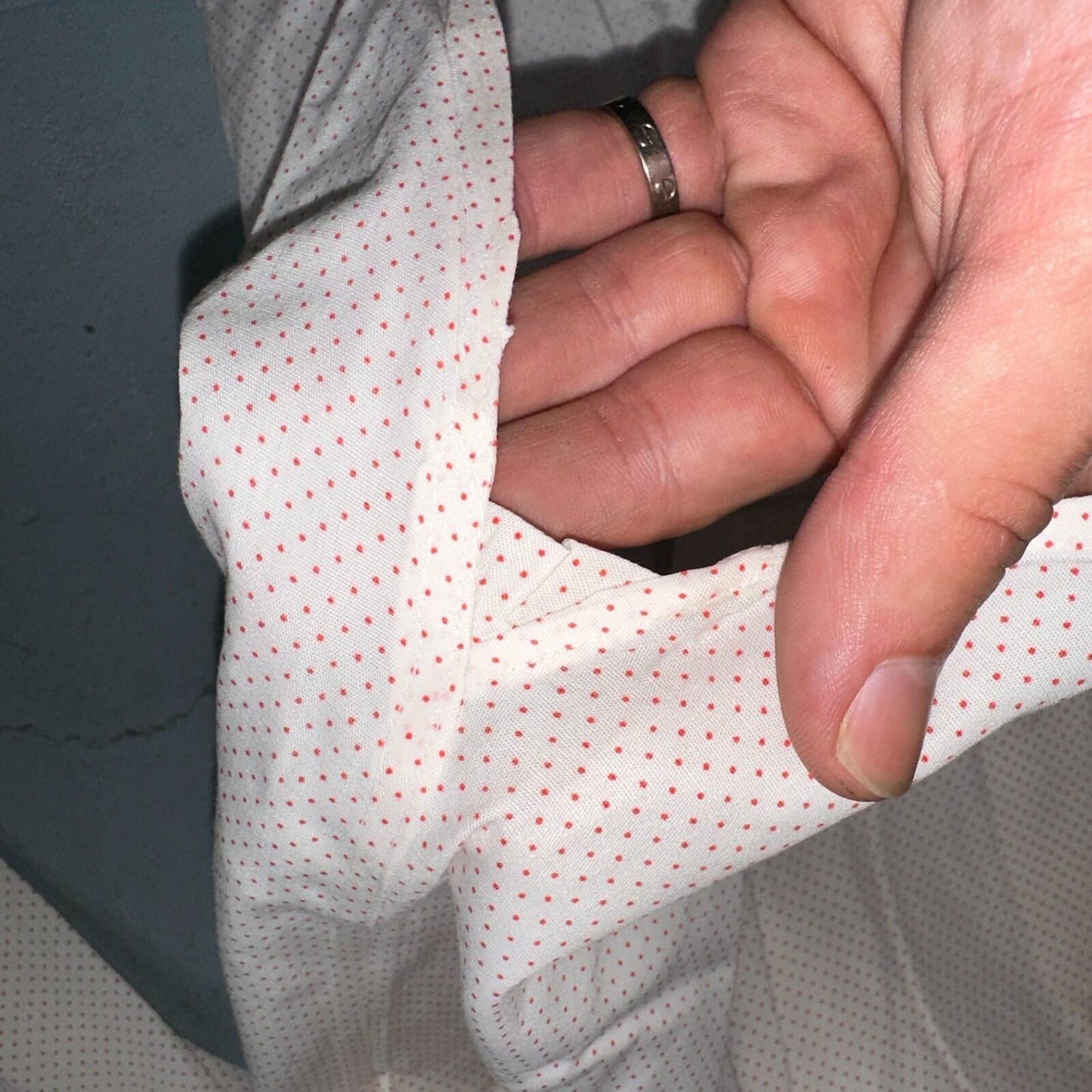 Vtg 40s 50s Penneys Towncraft Dress Shirt Mens 15 Red Polka Dot White Crisp