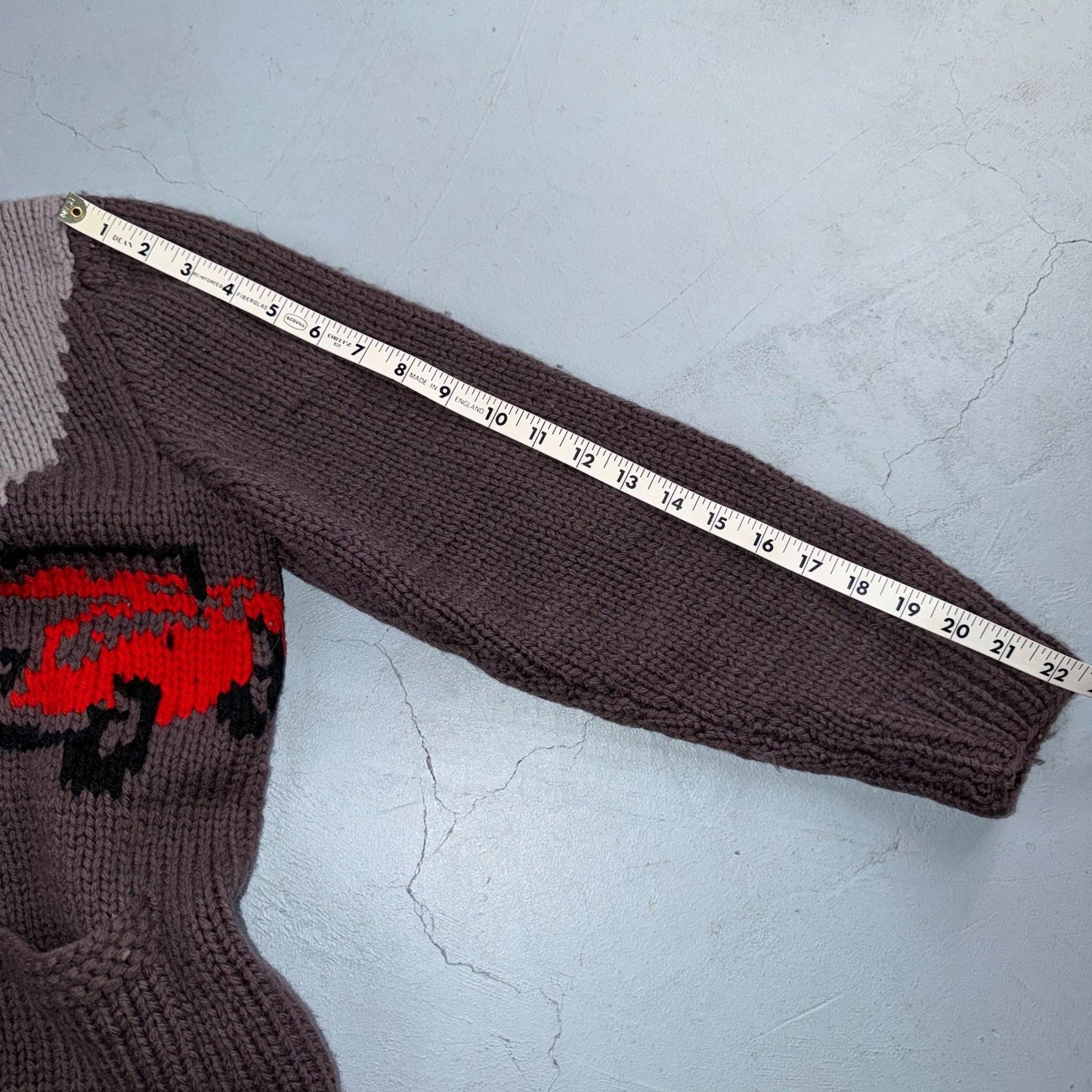 VTG 1950s Hand Knit Wool Cowichan Cardigan Sweater Jacket Race Cars Medium RARE