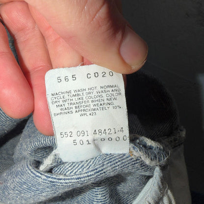 Levis 501 Vintage 80s USA XX Straight Leg Jeans Blue Light Wash 33x33 Act 31x30