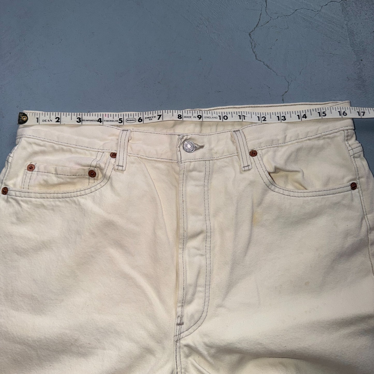 Levis 501 Vintage 80s USA XX Straight Leg Jeans White Light Wash 36x34 Act 33x32