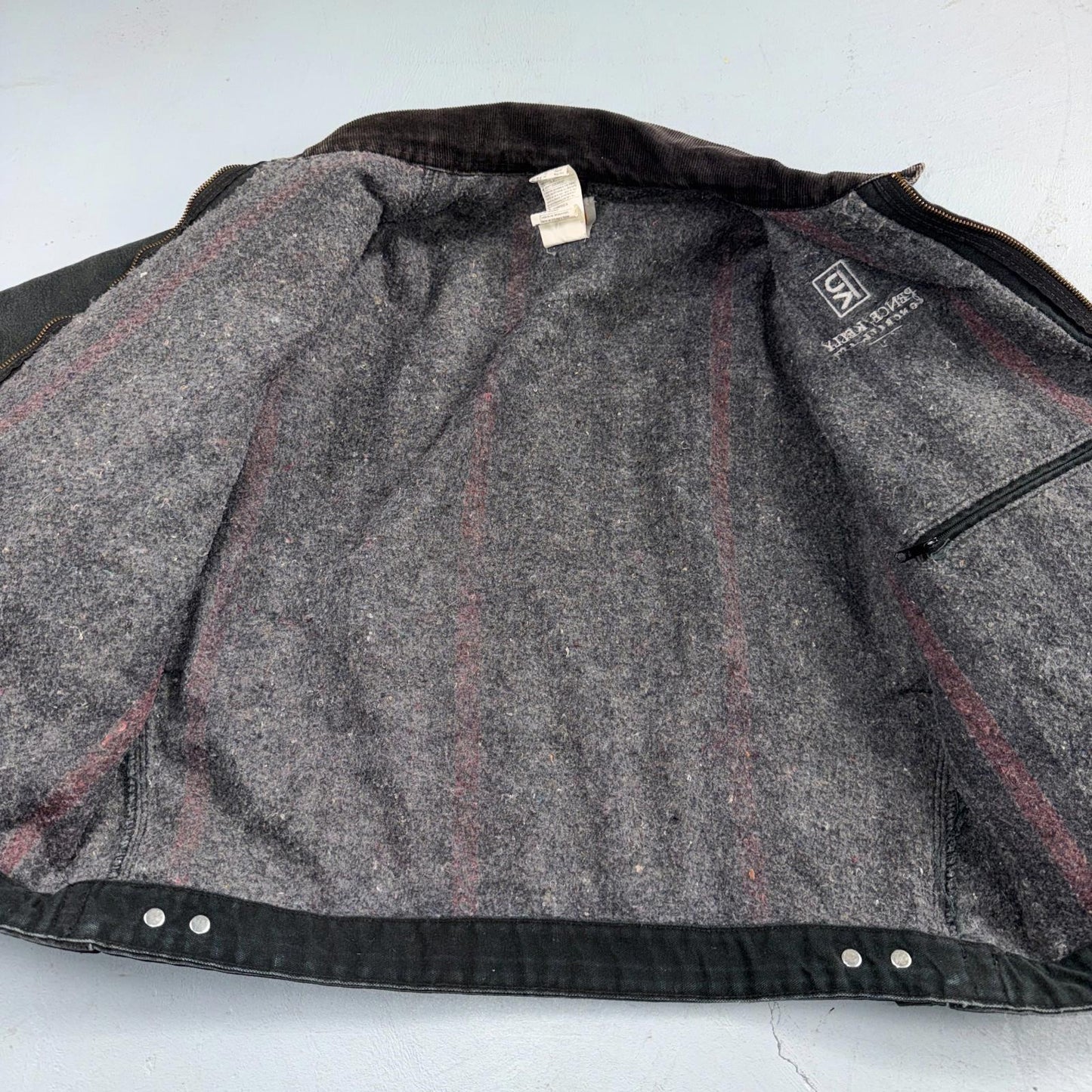 Carhartt VTG Detroit Jacket Men's 46 Lined Blanket Workwear J01 BLK Thrashed