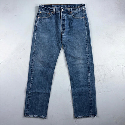 Levis 501 Vintage 90s USA XX Straight Leg Jeans Blue Med Wash 35x34 Act 32x30