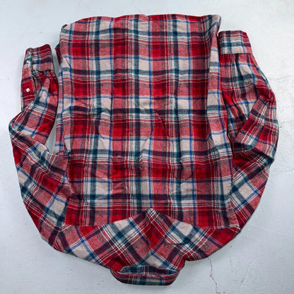 Pendleton VTG 100% Virgin Wool Western Plaid Shirt Pearl Snap Red High Grade