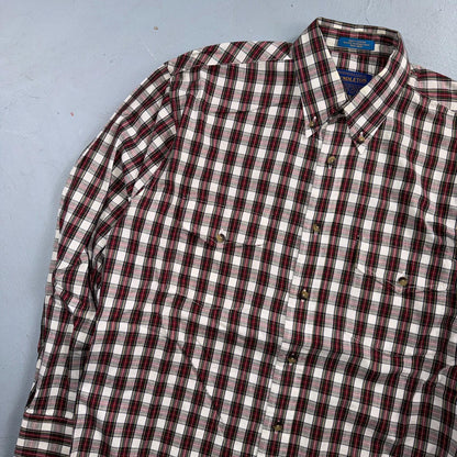 Pendleton Rancher Button Down Western Shirt Men’s S Red Plaid Cotton Rancher