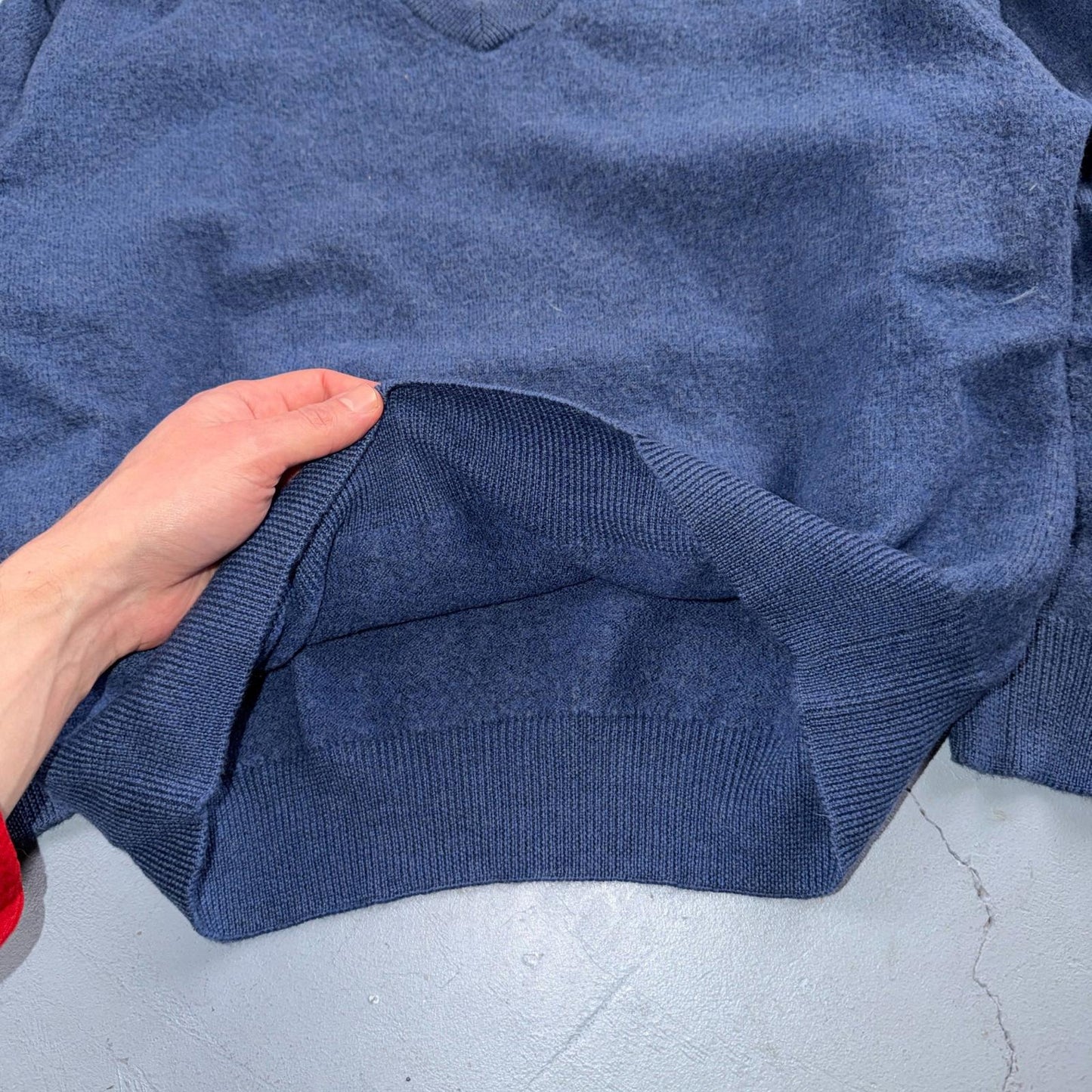 Patrick James Viyella V Neck Pullover Sweater 100% Merino Wool XL Shrunk Blue