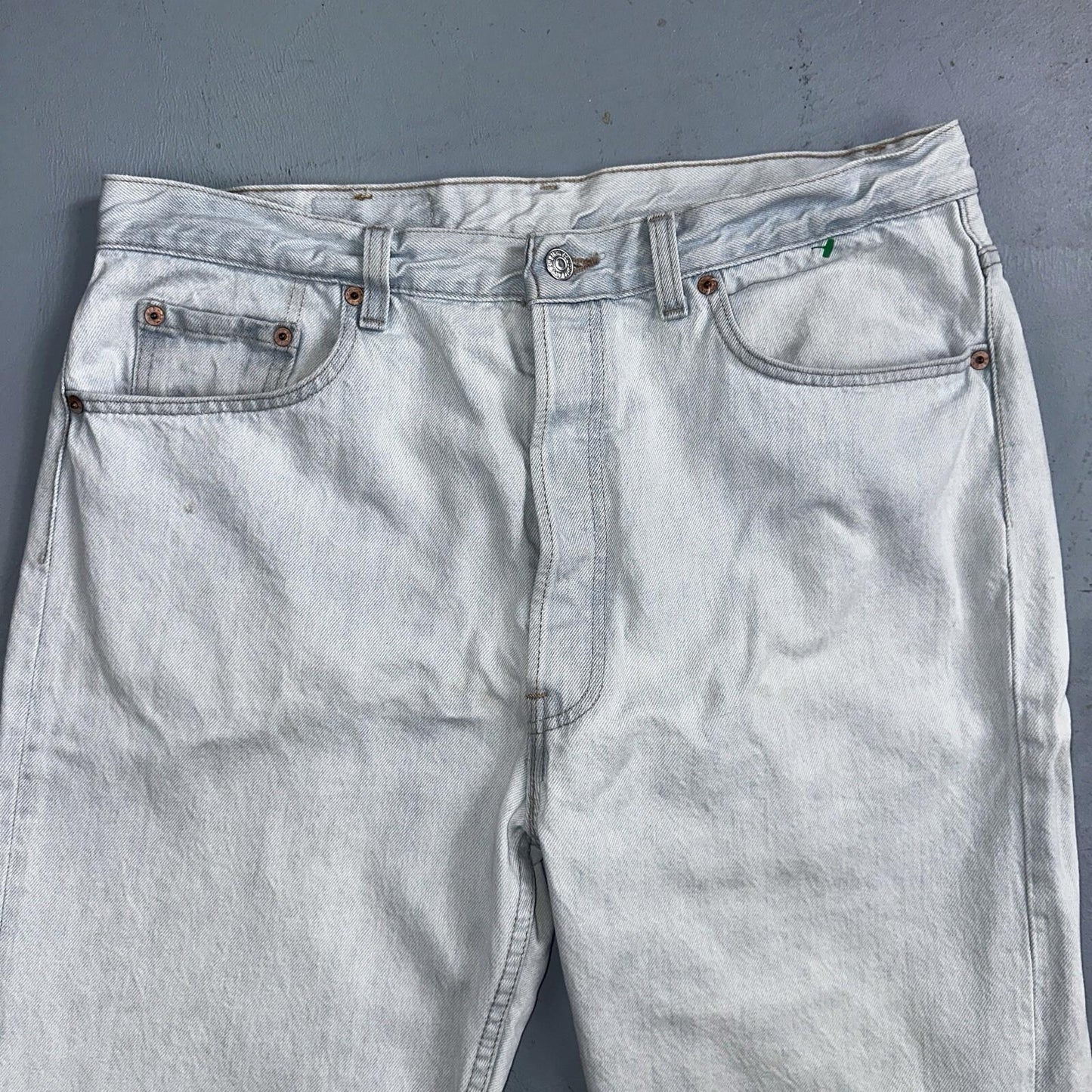 Levis 501 Vintage 90s USA XX Straight Leg Jeans White Light Wash 38x30 Act 34x29