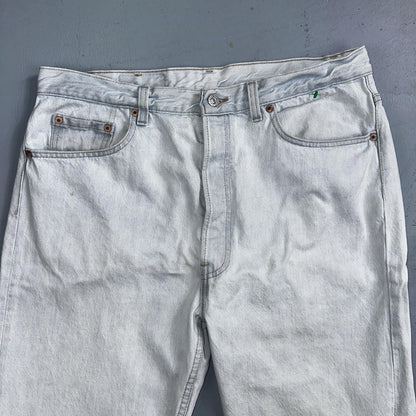 Levis 501 Vintage 90s USA XX Straight Leg Jeans White Light Wash 38x30 Act 34x29
