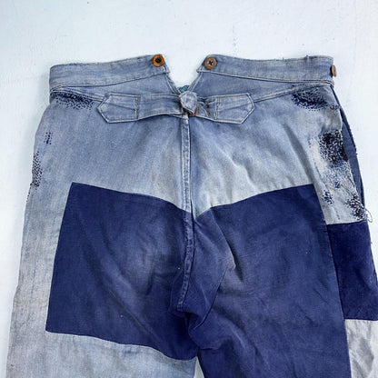 Vintage 1930s 1940s Buckleback Pants Denim Navy Blue Dungaree 30s 40s Rockabilly