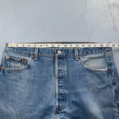 Levis 501 Vintage 90s USA XX Straight Leg Jeans Blue Light Wash 38x30 Act 35x27
