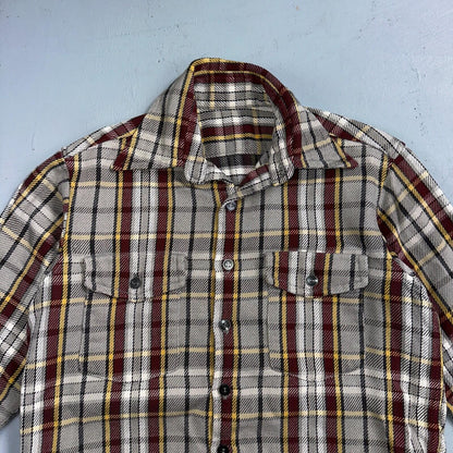 VTG Big Mac JC Penneys Thick 100% Cotton Flannel Work Shirt M 70s Plaid Thrashed