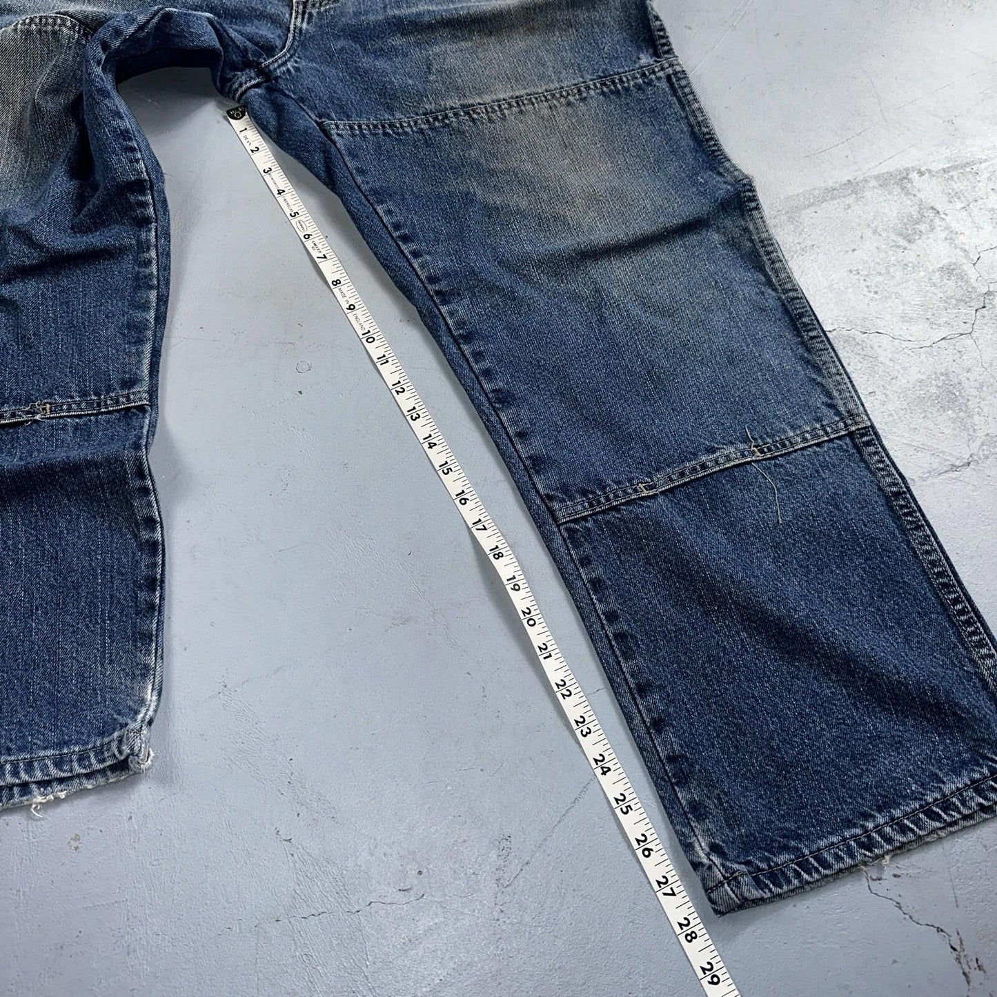 Dickies Double Knee Faded Blue Jeans 40x30  Work Wear Skate Baggy Y2K Wide Leg