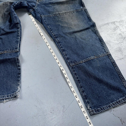 Dickies Double Knee Faded Blue Jeans 40x30  Work Wear Skate Baggy Y2K Wide Leg