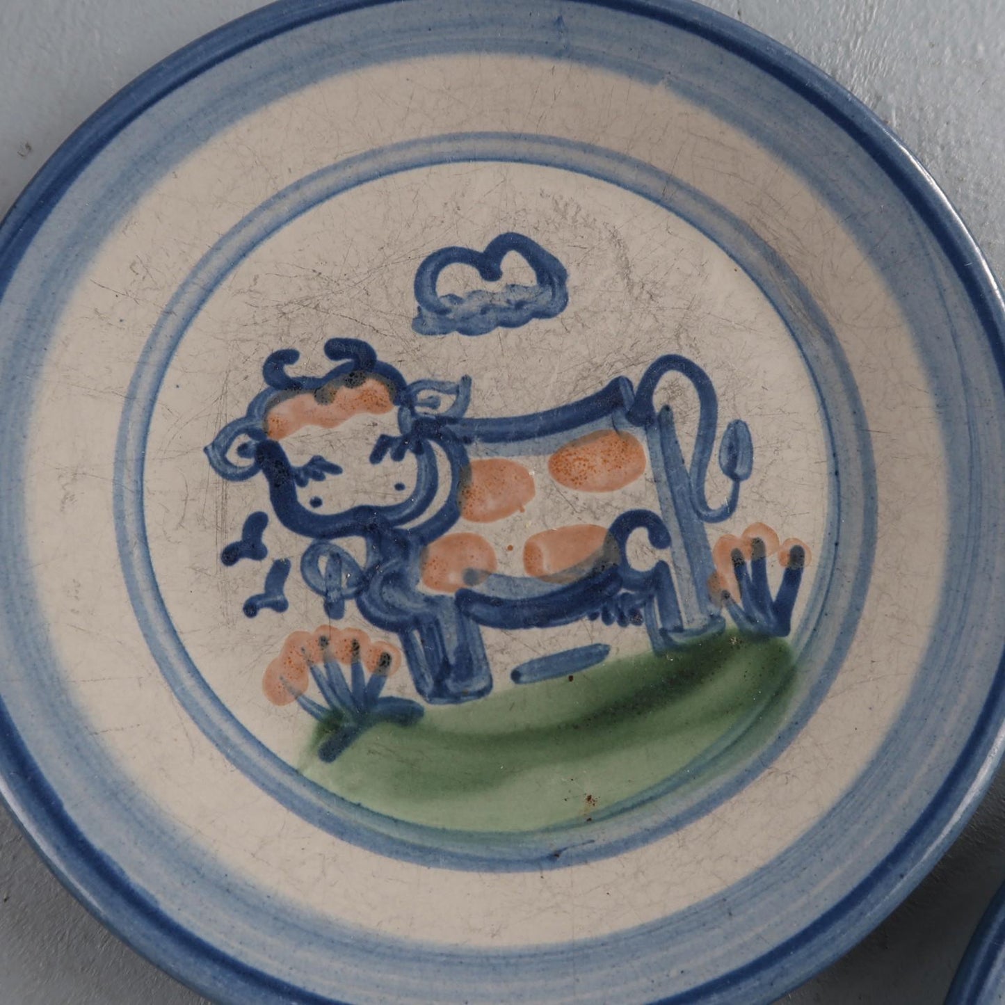 MA Hadley Dinner Stoneware Plate Platter Country Farm Dog And Cow Lot of 2