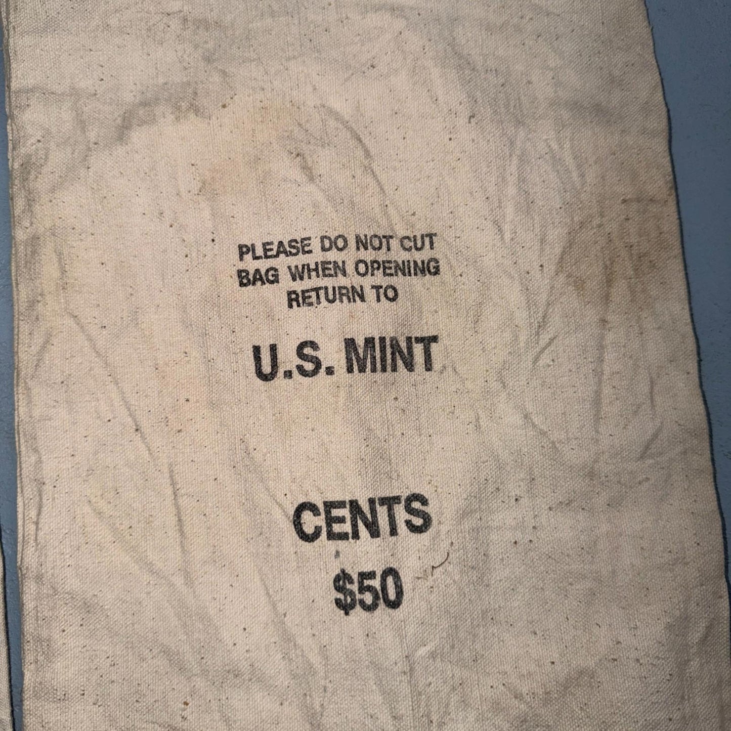 Vintage 1980 U. S. Mint Denver Cloth Cents $50 Coin Bag Empty Used 70s 80s