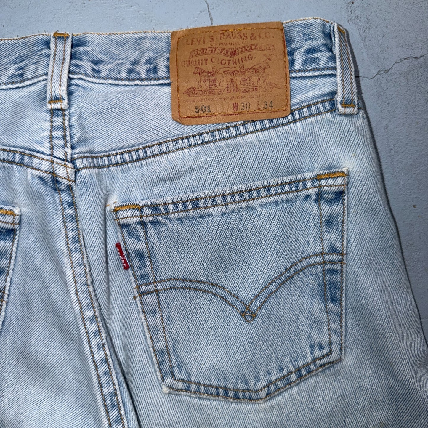 Levis 501 Vintage 90s USA XX Straight Leg Jeans Blue Light Wash 30x34 Act 29x32