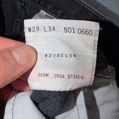 Levis 501 Vintage Y2K 90s XX Straight Leg Jeans Black Med Wash 29x34 Act 28x31