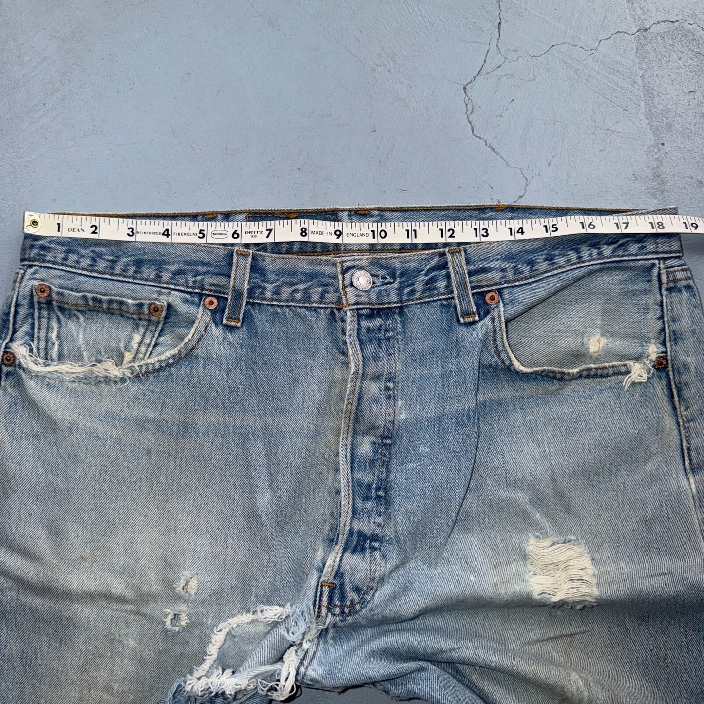 Levis 501 Vintage 90s USA XX Straight Leg Jeans Blue Thrashed 40x32 Act 37x28