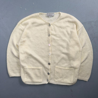 Cardigan 1990s Women's Size XL White Jeric Knitwear Vintage USA Cute Cozy Boho