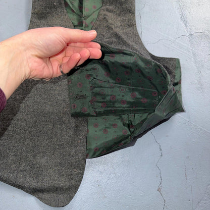 VTG Vest Mens Gray Green Waistcoat Size S 1940s 1950s Double Sided Rare Suit