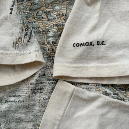 Vancouver Canada Vintage T Shirt 90s FOTL Cream Comox BC Map Travel Big Rap Tee