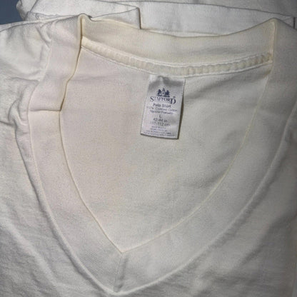 VTG Jockey Lot 6 Blank White V Neck T-Shirt Sz L Thin Single Stitch Grunge 90s