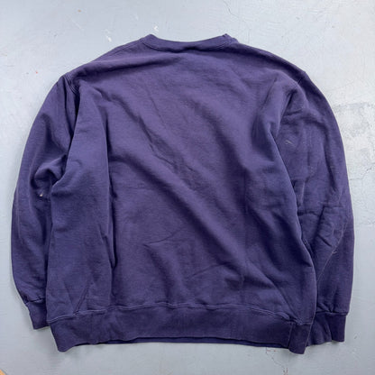 VTG Champion Crewneck Sweatshirt Navy Embroidered Logo USA 2XL Thrashed Gym