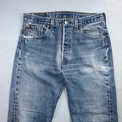 Levis 501 Vintage 90s USA XX Straight Leg Jeans Blue Light Wash 34x33 Act 31x29