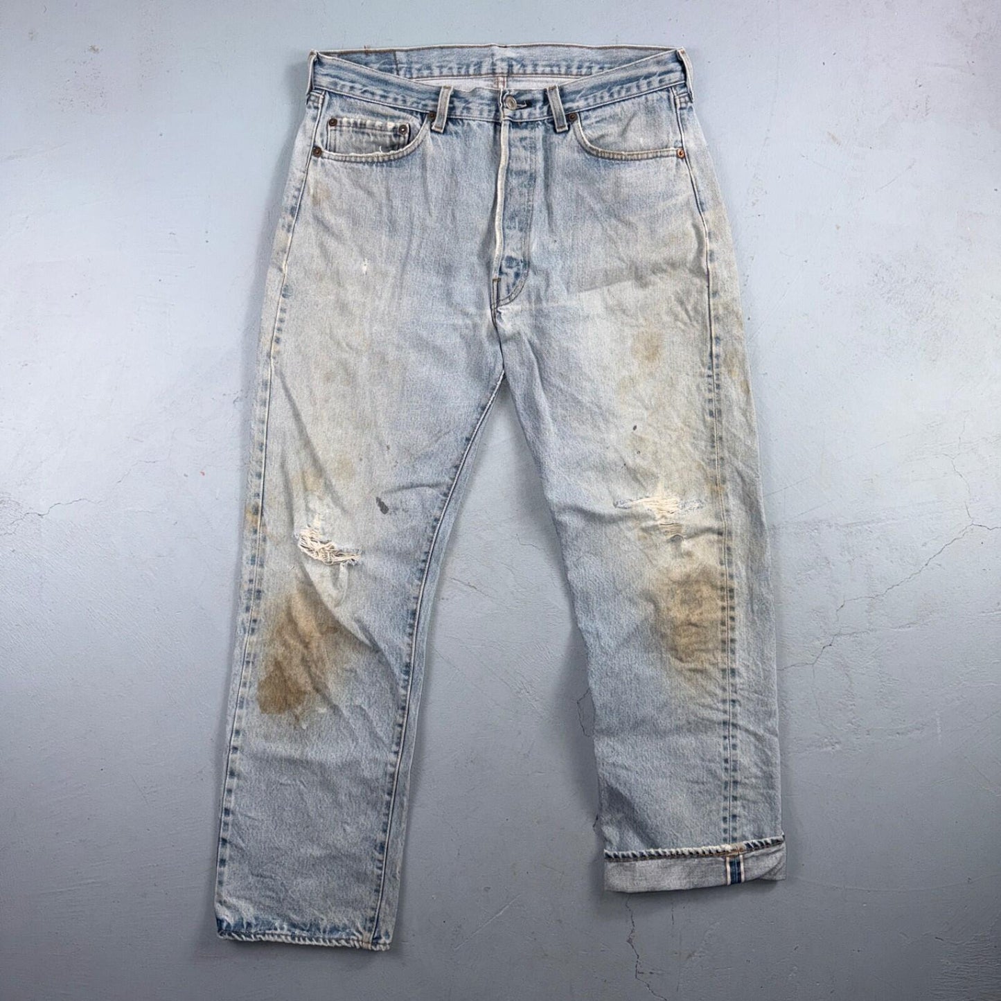 Levis 501 Vintage 80s Redline Selvedge USA XX Jeans Light Wash 36x30 Act 33x28