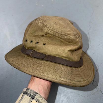 Filson VTG Tin Cloth Packer Hat Made in USA Large Used Worn Canvas USA 80s