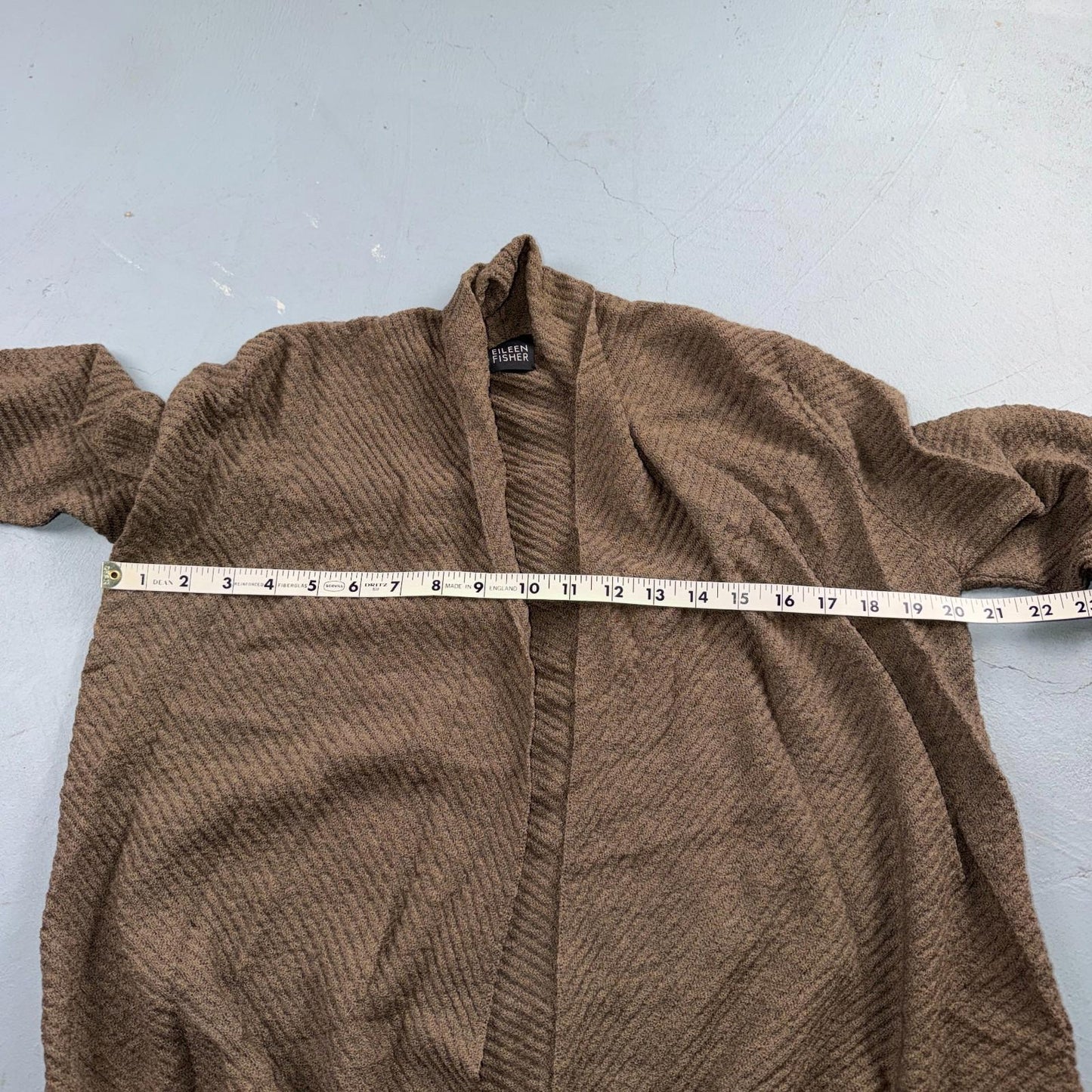 Eileen Fisher Women’s Open Front  Medium Cardigan Tan Boxy Wool