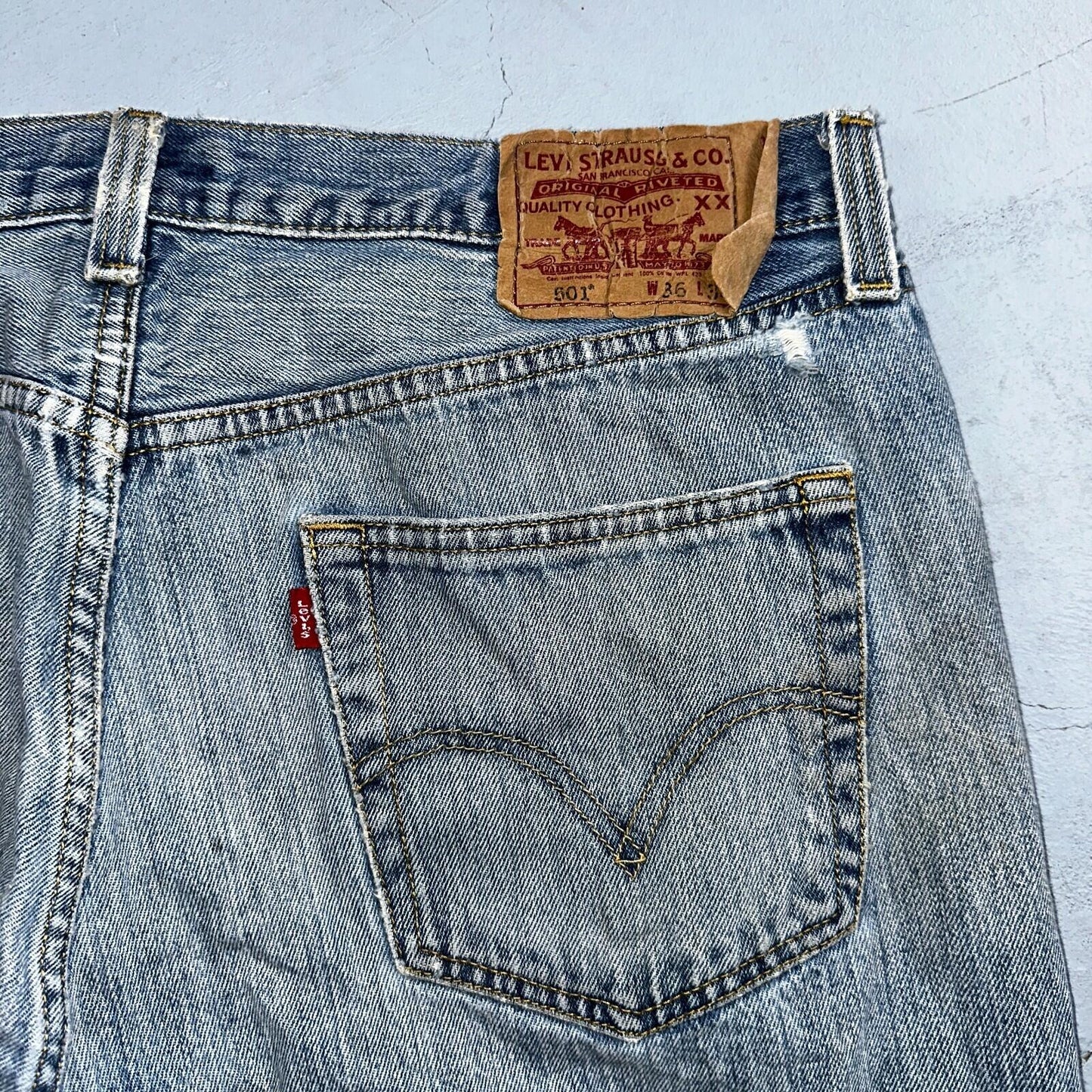 Levis 501 Vintage Y2K XX Straight Leg Jeans Blue Light Wash 36x34 Act 35x31