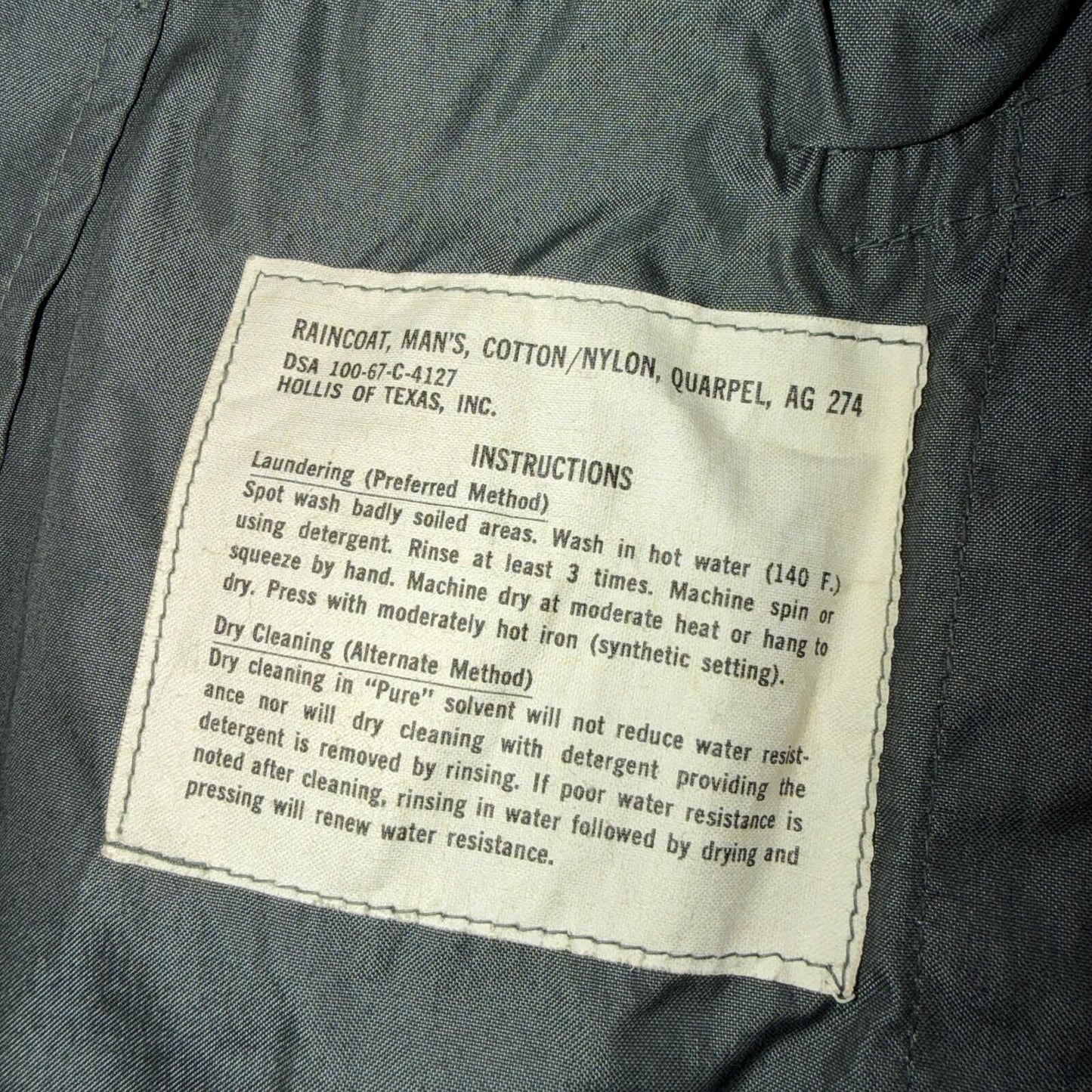 VTG 60s OD Green Army Military Rain Overcoat Mens S Jacket Trench Coat DSA 1967