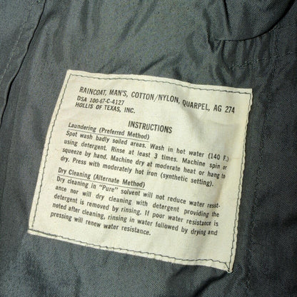 VTG 60s OD Green Army Military Rain Overcoat Mens S Jacket Trench Coat DSA 1967