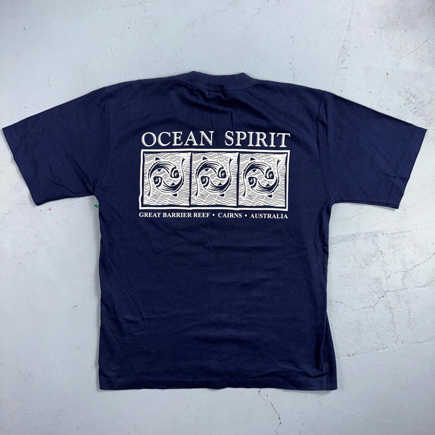 Ocean Spirit Australia VTG T Shirt Great Barrier Reef Navy 90s Medium Travel Lov