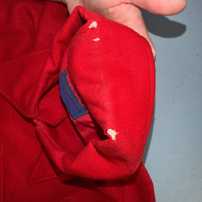 VTG 70s Pendleton Red Virgin Wool Board Shirt Loop Collar USA Men's L