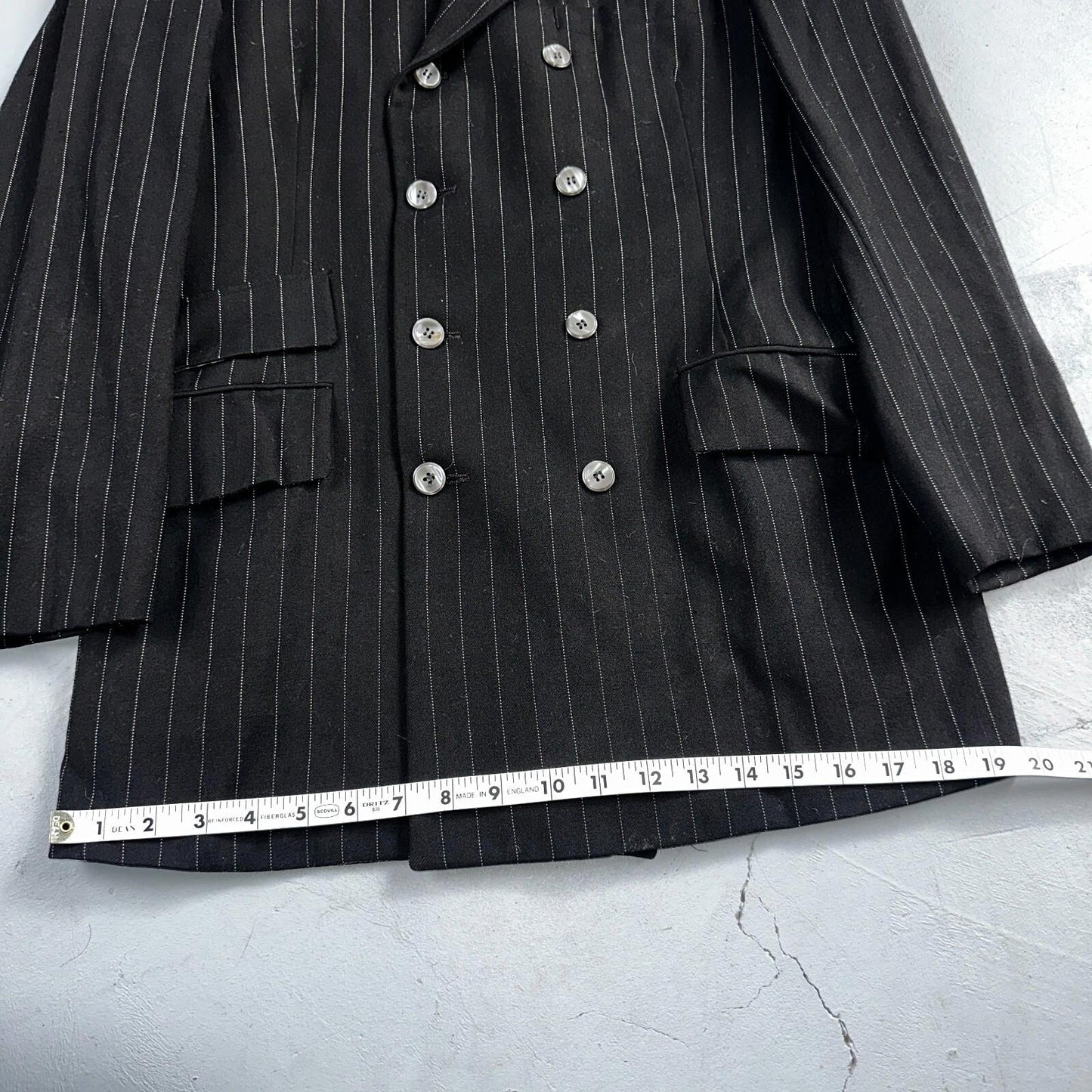 VTG Mens Suit 36 Double Breast 8 Button Jacket Sport Coat Rockabilly 50s Striped