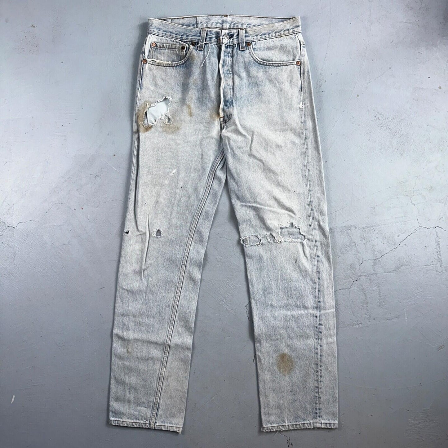 Levis 501 Vintage 90s USA XX Straight Leg Jeans Blue Light Wash 34x36 Act 31x32