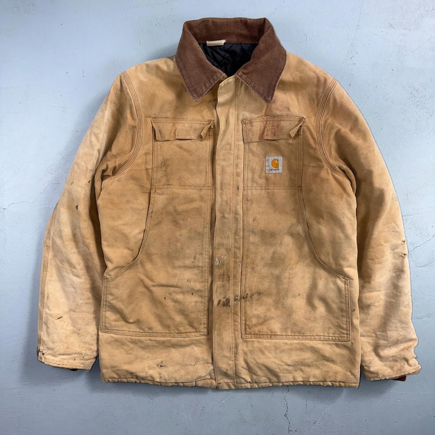 Carhartt Jacket Men's Fits XL Brown Duck Canvas Quilt Blanket Lined VTG Chore