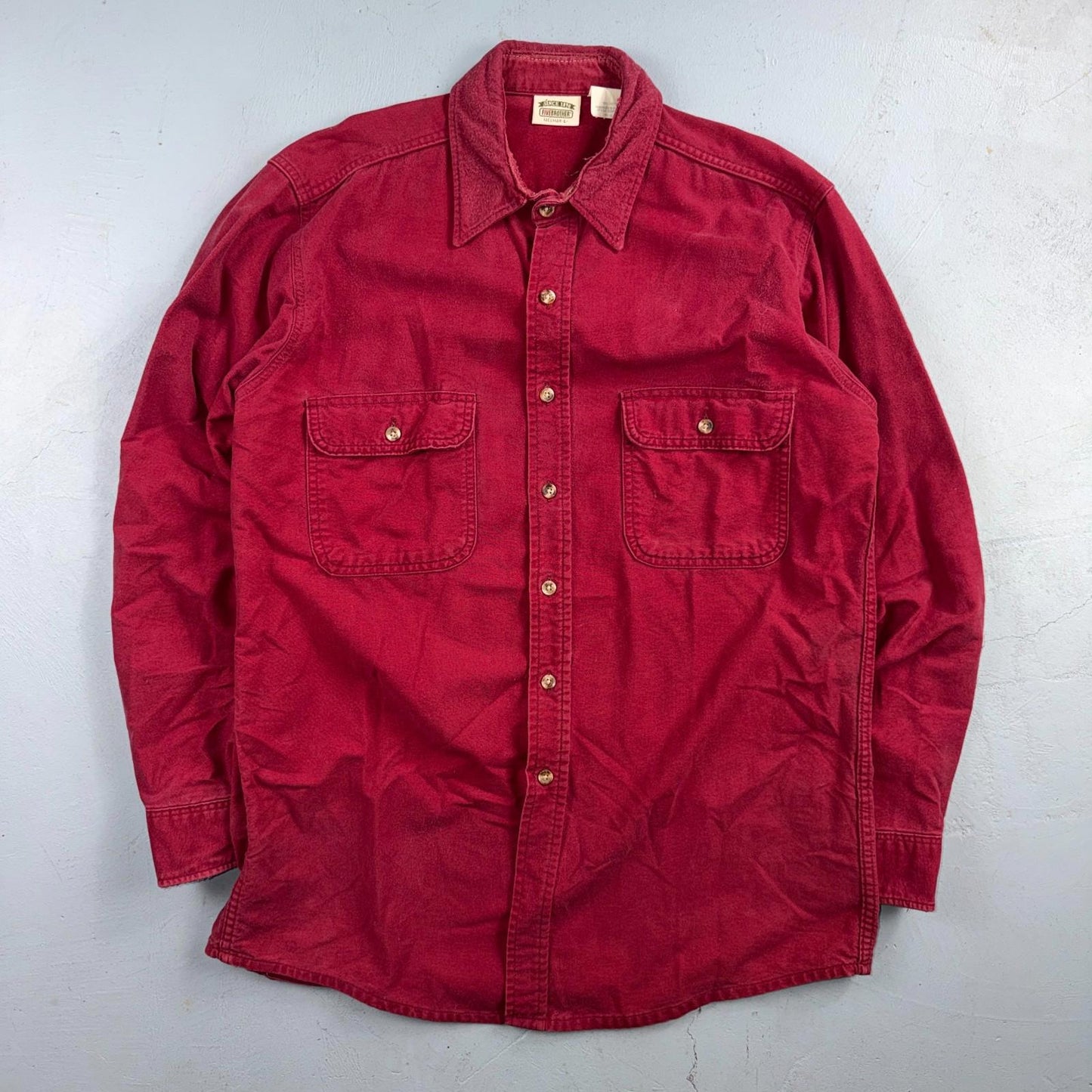 Vintage Five Brother Shirt Mens Tall Large Flannel Red 90s 1990s Workwear