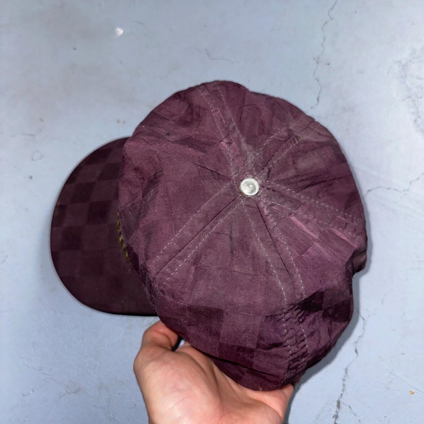 Diamond Lake Resort VTG Hat Cap Snapback Purple Checkerboard 80s Cool Oregon
