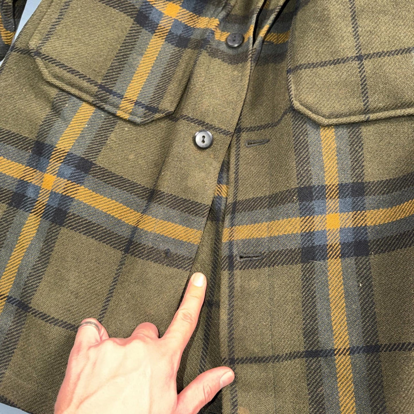 VTG Pendleton Mens Mackinaw Cruiser Wool Coat M Brown Plaid Field Jacket 70s