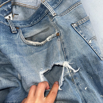 Levis 501 Vintage 80s Redline Selvedge USA XX Jeans Light Wash 48x30 Act 44x26