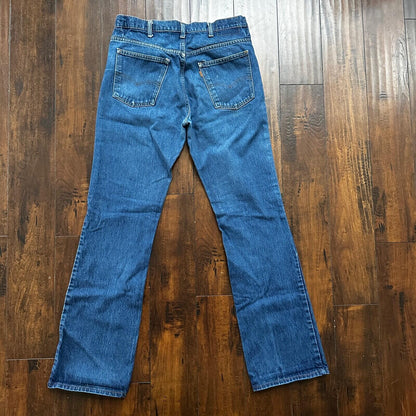 Vintage 80s Levis 646 Boot Flare Orange Tab 36x36 USA Blue Jeans 501 Act 33x34