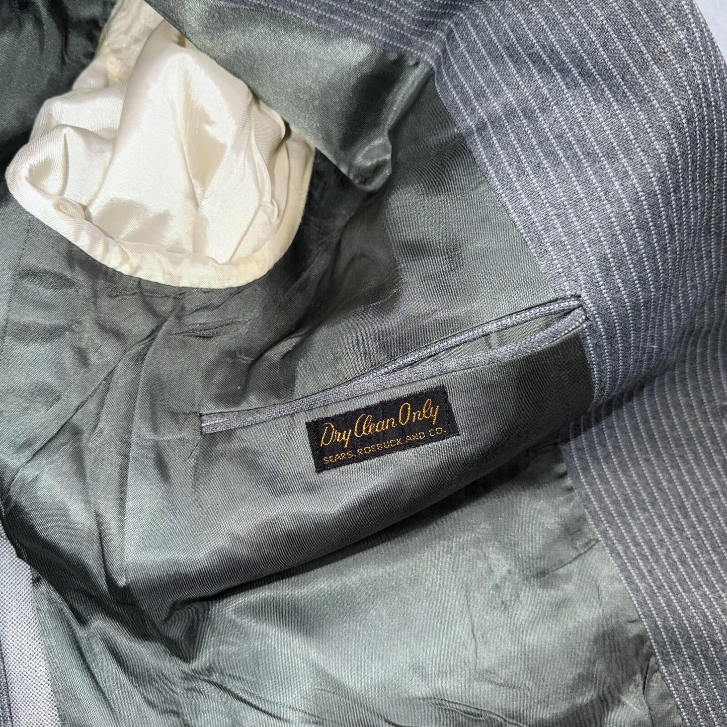 1960s 1970s VTG Mens 3 PC Suit 40 Jacket Coat Pants Gray Union Wool Rockabilly