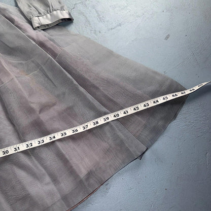 VTG 1950s Sheer Organza Dress Mauve Gray Full Skirt Union Made Party 50s Belted