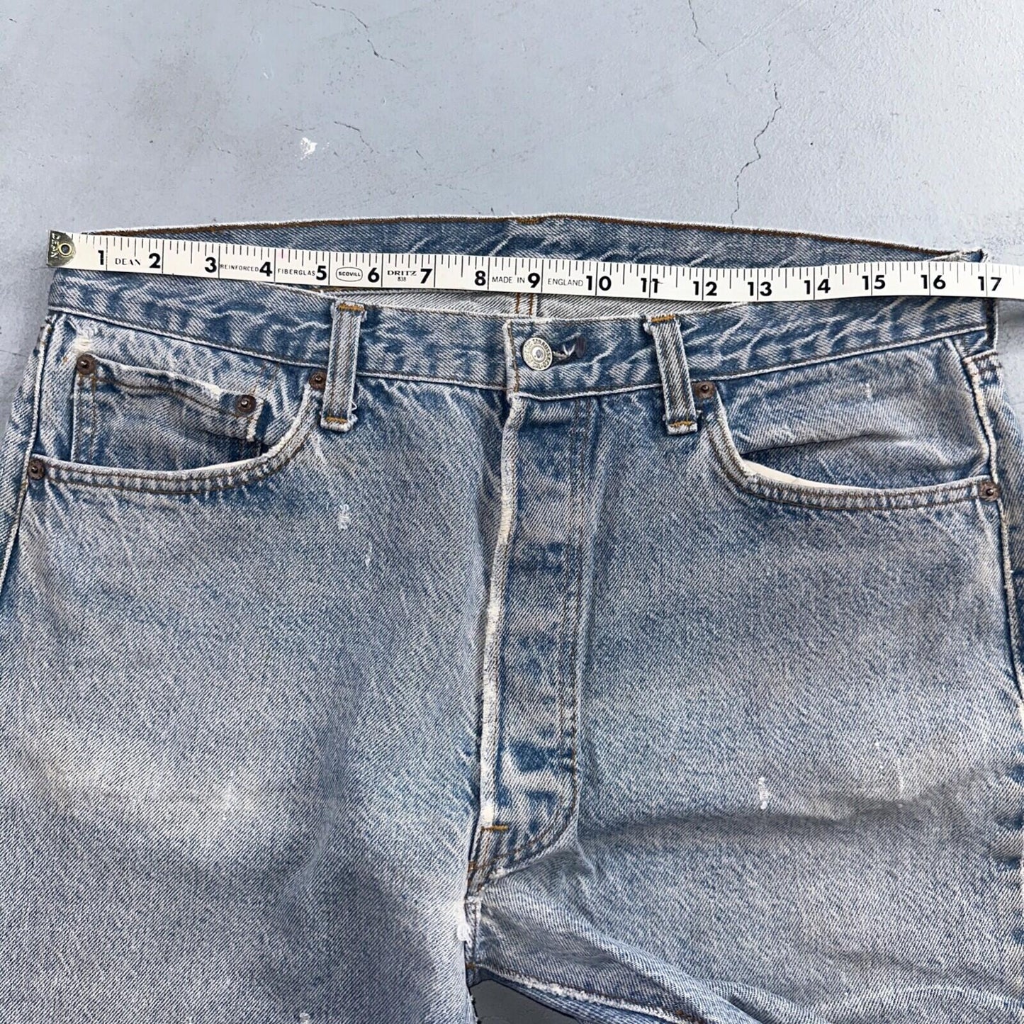 Levis 501 Vintage 80s USA XX Straight Leg Jeans Blue Light Wash 38x33 Act 34x29