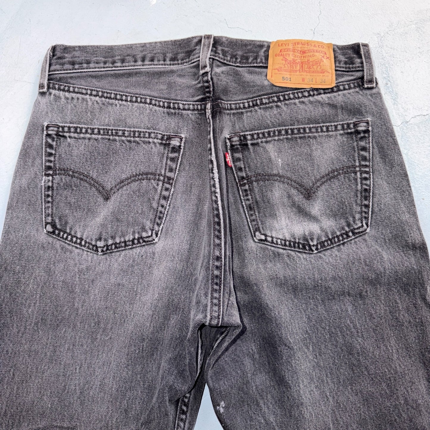 Levis 501 Vintage 90s USA XX Straight Leg Jeans Black Light Wash 34x34 Act 31x27