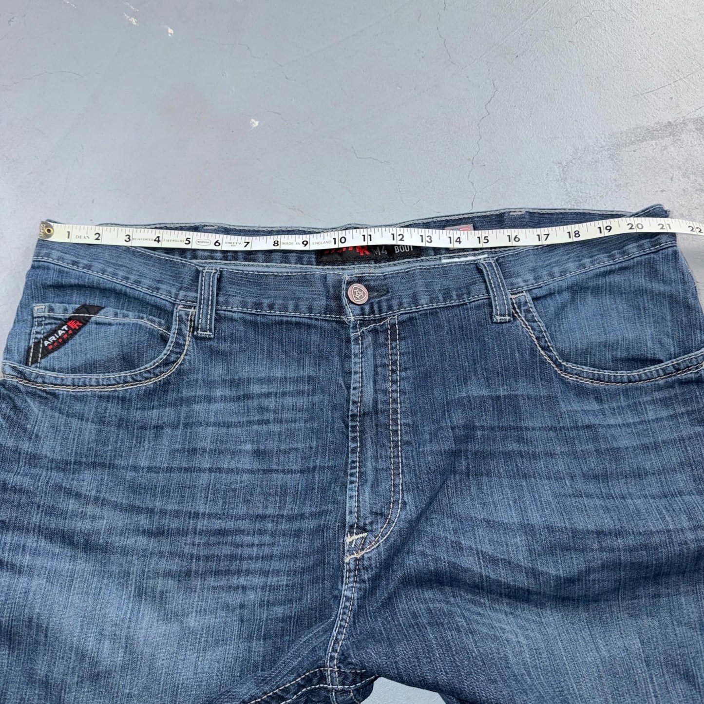 Ariat M4 FR Jeans Mens Blue Flame Resistant Cat 2 Relaxed Boot Cut 42x30 Denim